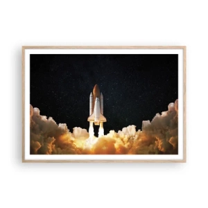 Plakat i ramme af lyst egetræ - Ad astra! - 100x70 cm