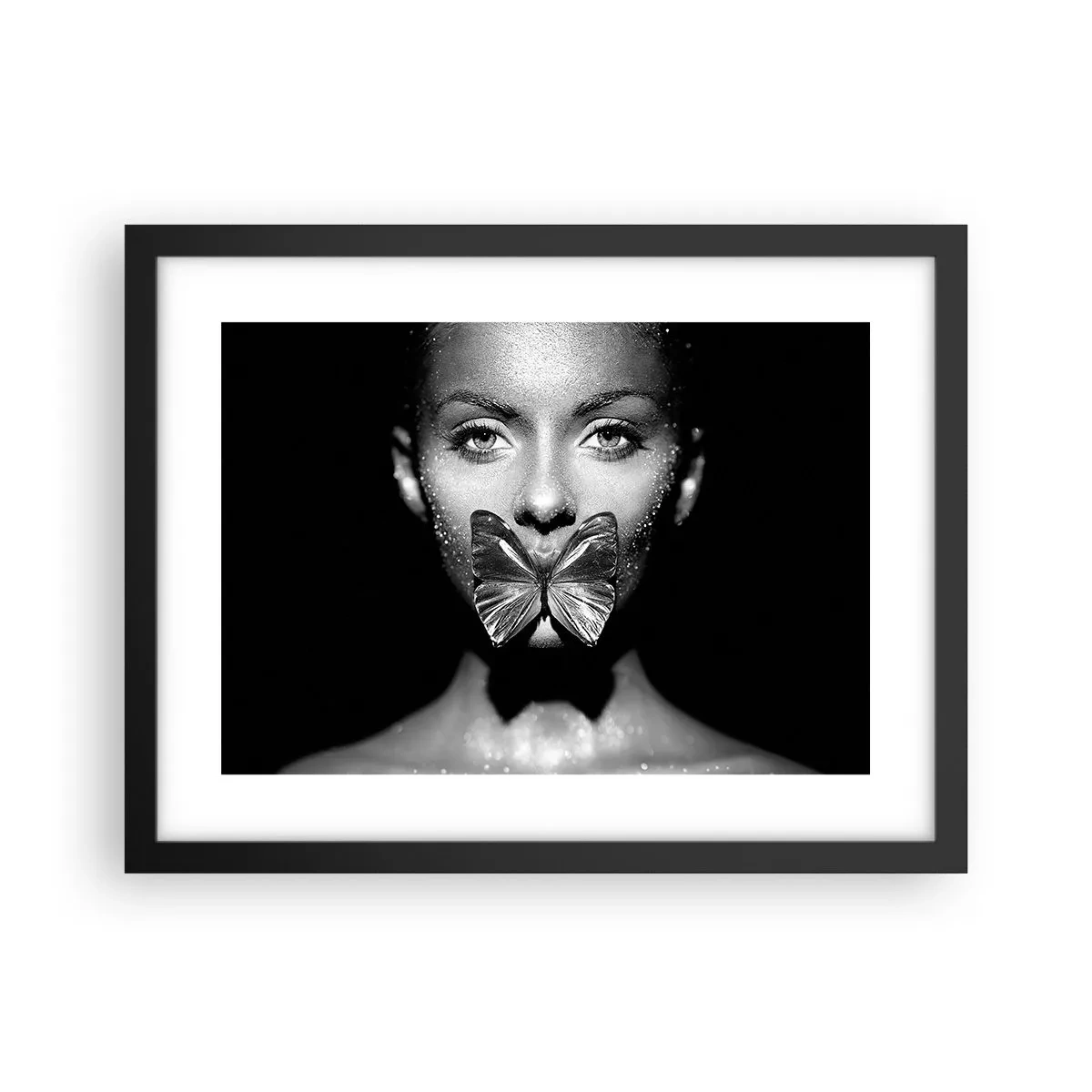 Plakat i sort ramme - Sommerfuglekys - 40x30 cm