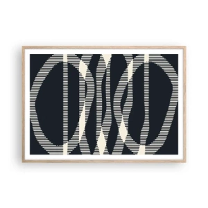 Plakat i ramme af lyst egetræ - Forsøg på at bryde igennem mørket - 100x70 cm