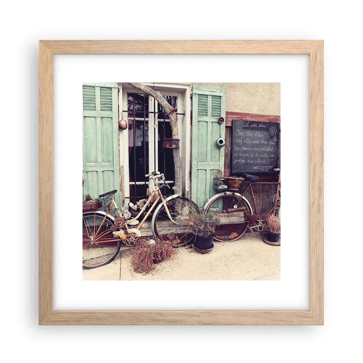 Plakat i ramme af lyst egetræ - Længe leve provinsen - 30x30 cm