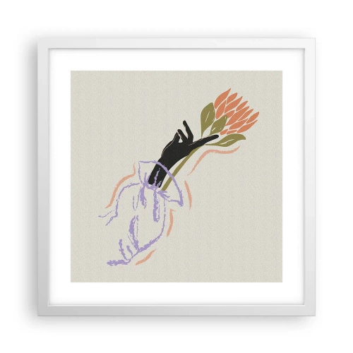 Plakat i hvid ramme - En søsterlig berøring - 40x40 cm