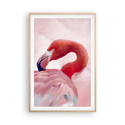 Plakat i ramme af lyst egetræ - Fugleskønhed - 61x91 cm