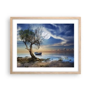 Plakat i ramme af lyst egetræ - Er dette enden eller begyndelsen? - 50x40 cm