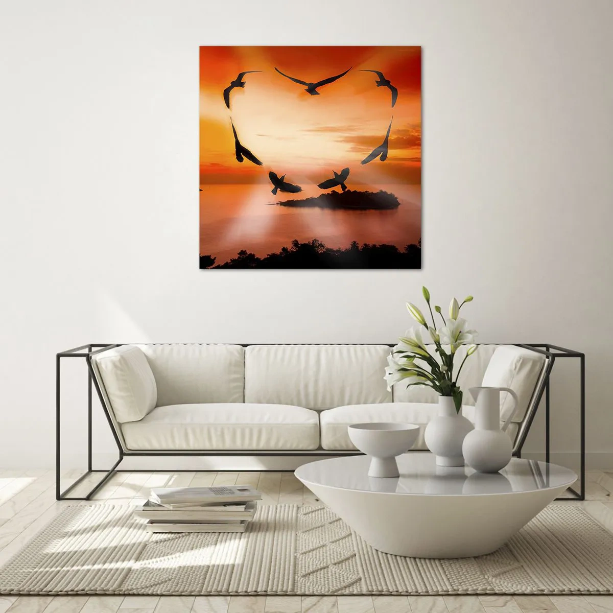 Billede på glas - Elsk verden som en fugl - 60x60 cm