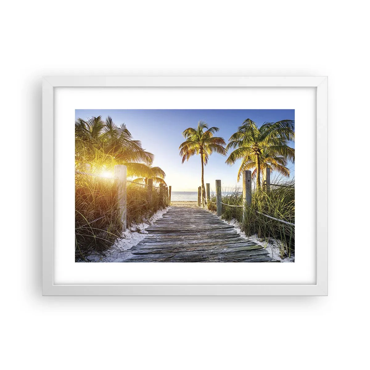 Plakat i hvid ramme - Direkte til paradis - 40x30 cm
