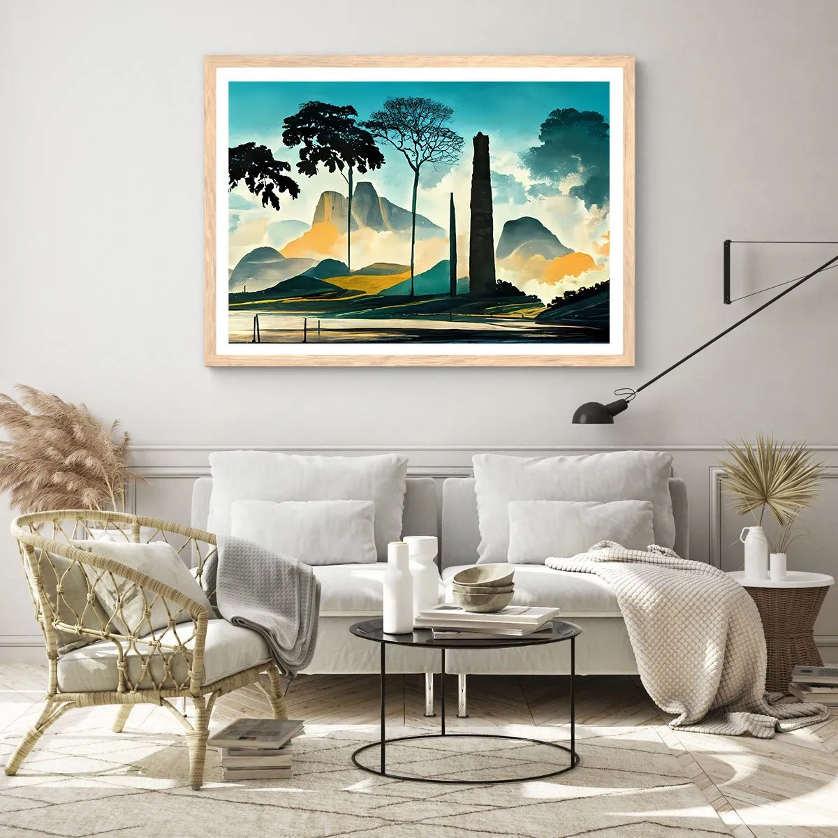 Plakat i ramme af lyst egetræ - Stadig højere og højere - 70x50 cm