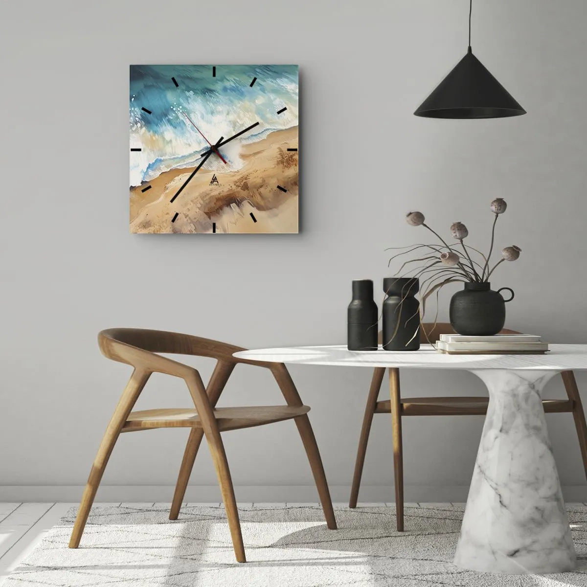 Vægur, Uret - Tilbagevendende bølge - 40x40 cm
