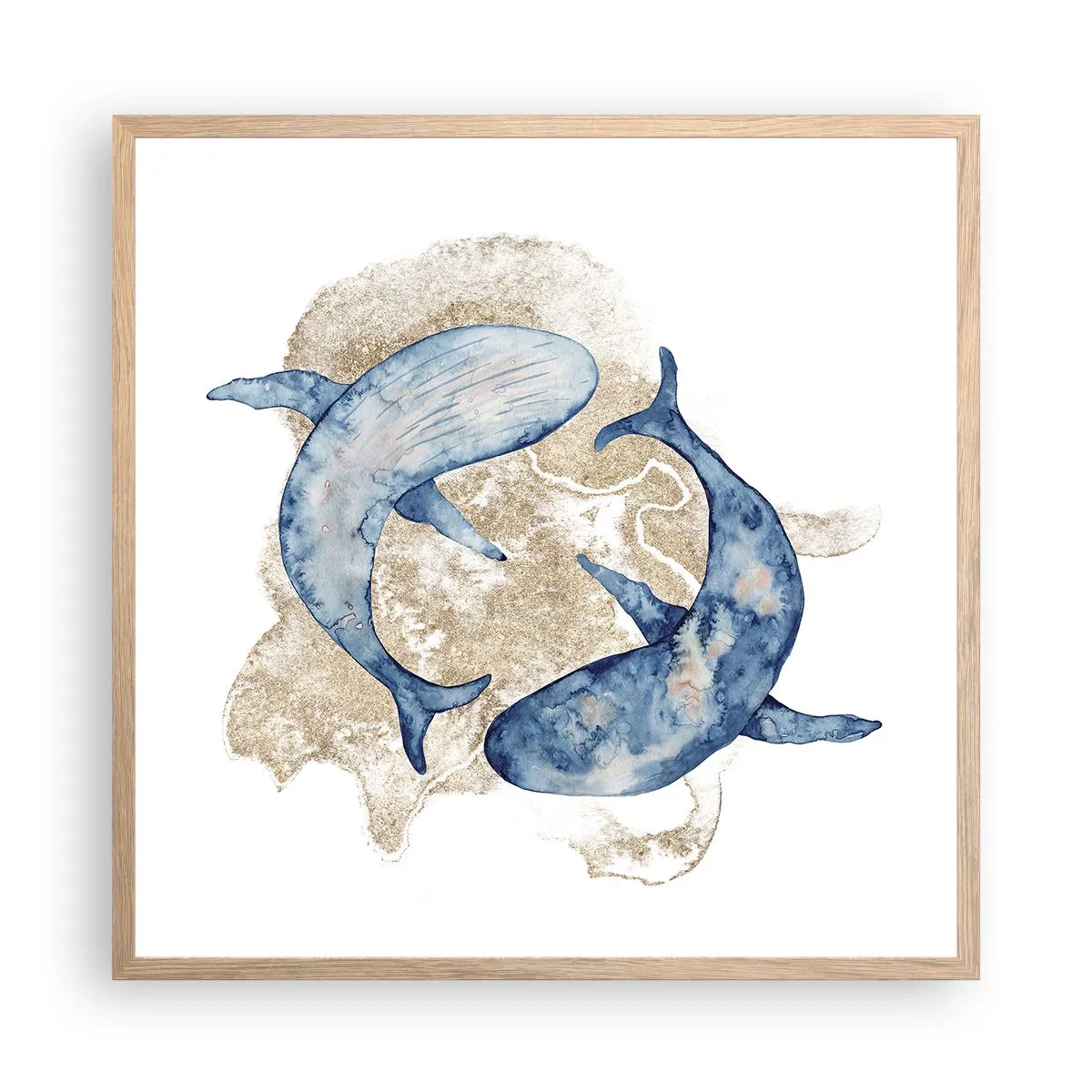 Plakat i ramme af lyst egetræ - Venskab eller kærlighed? - 60x60 cm