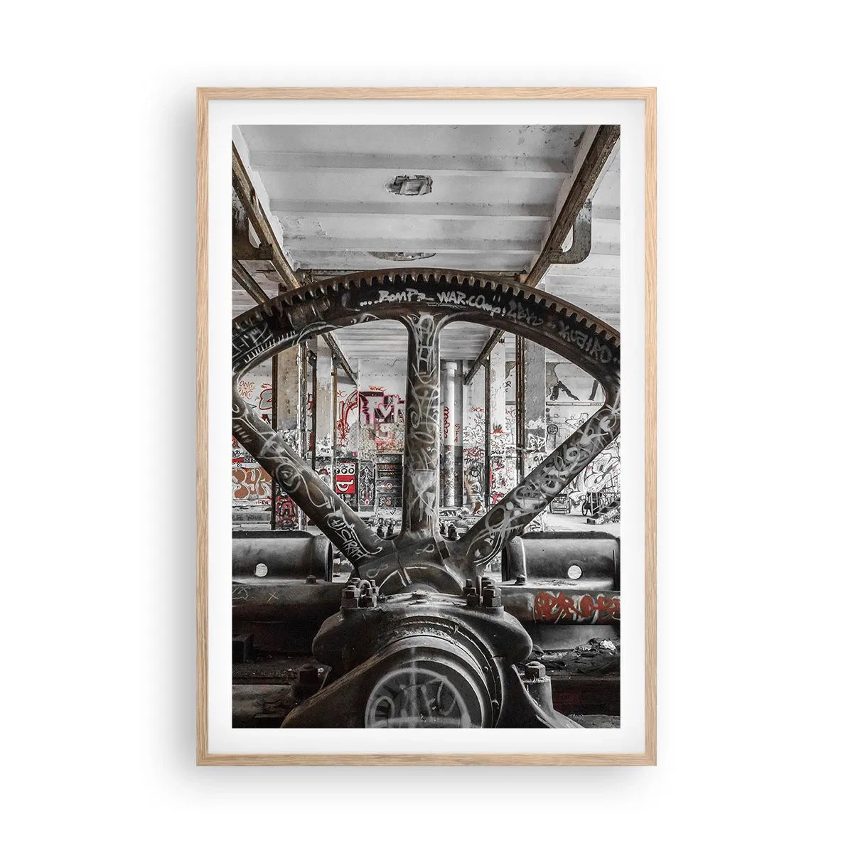 Plakat i ramme af lyst egetræ - Fabrikkens hemmelige liv - 61x91 cm