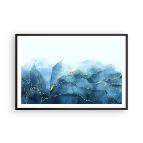 Plakat i sort ramme - Blå i guld - 91x61 cm
