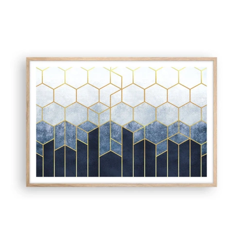 Plakat i ramme af lyst egetræ - Komposition i synkoperet rytme - 91x61 cm