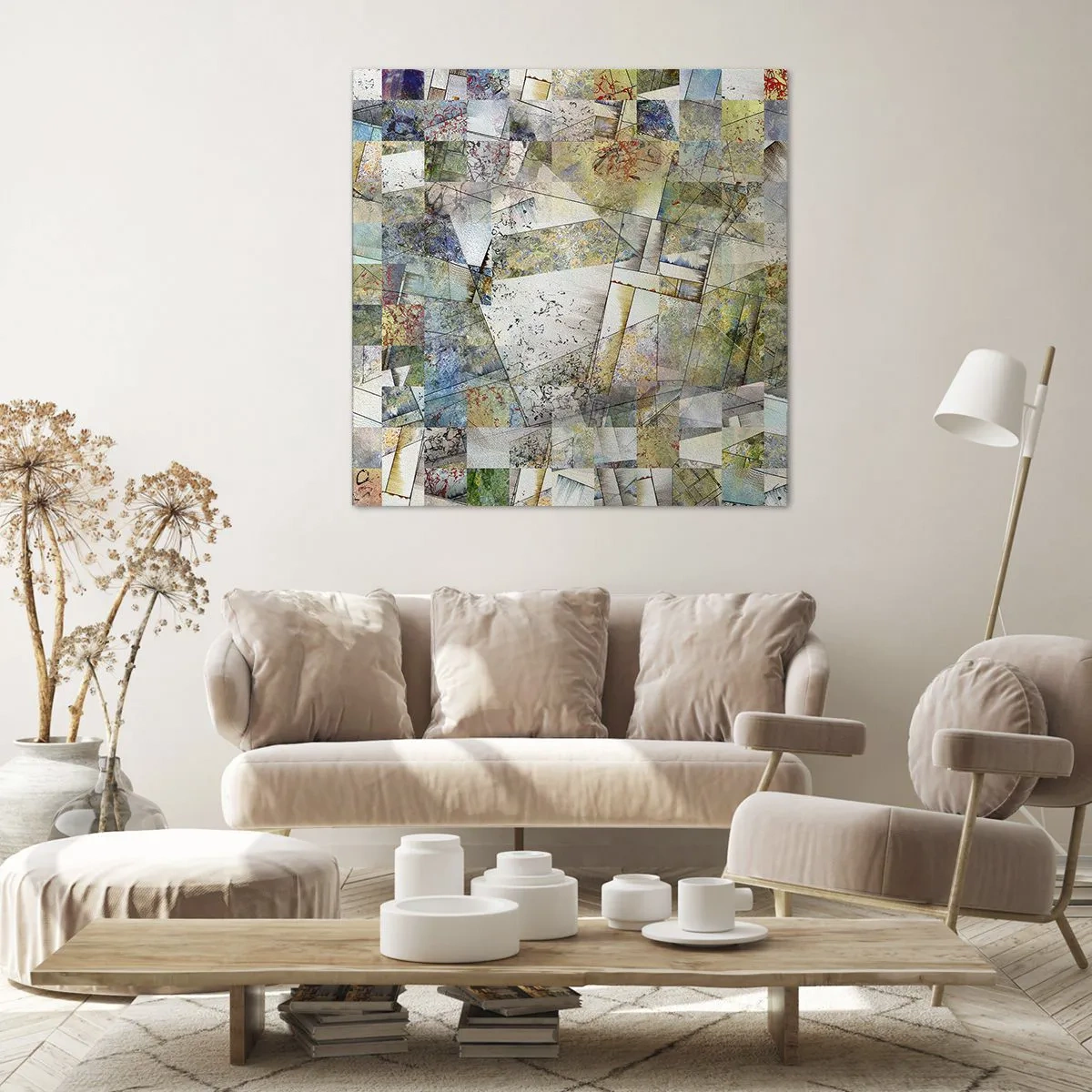 Lærredstryk - Billede på lærred - Geometrisk ommøblering - 40x40 cm