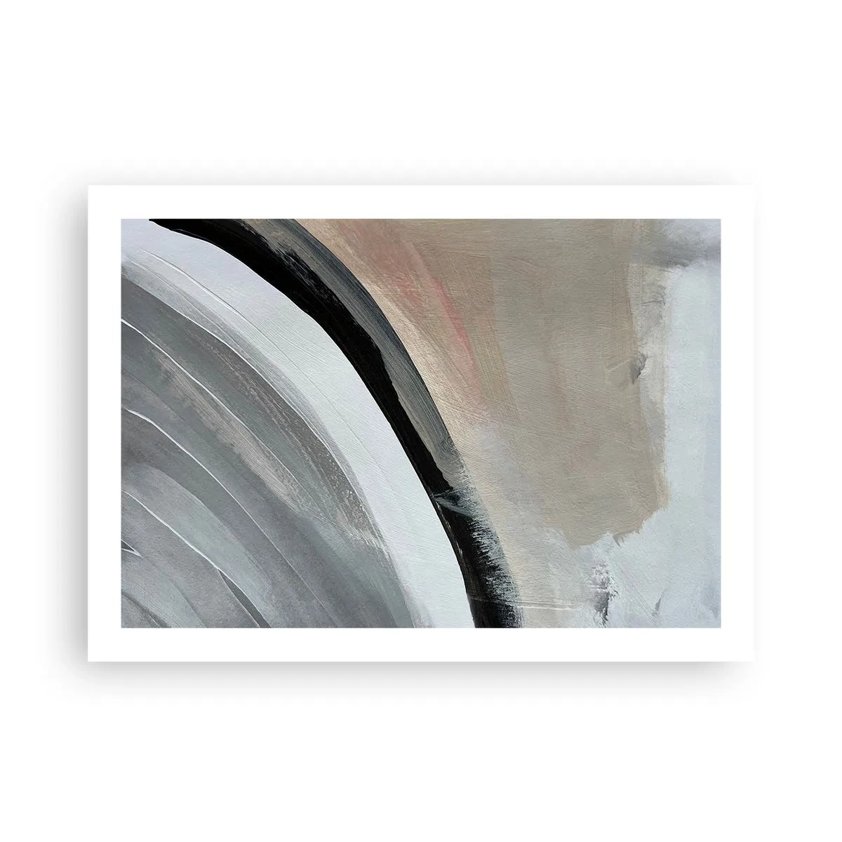 Plakat - Komposition: en bue af sort og gråt - 70x50 cm