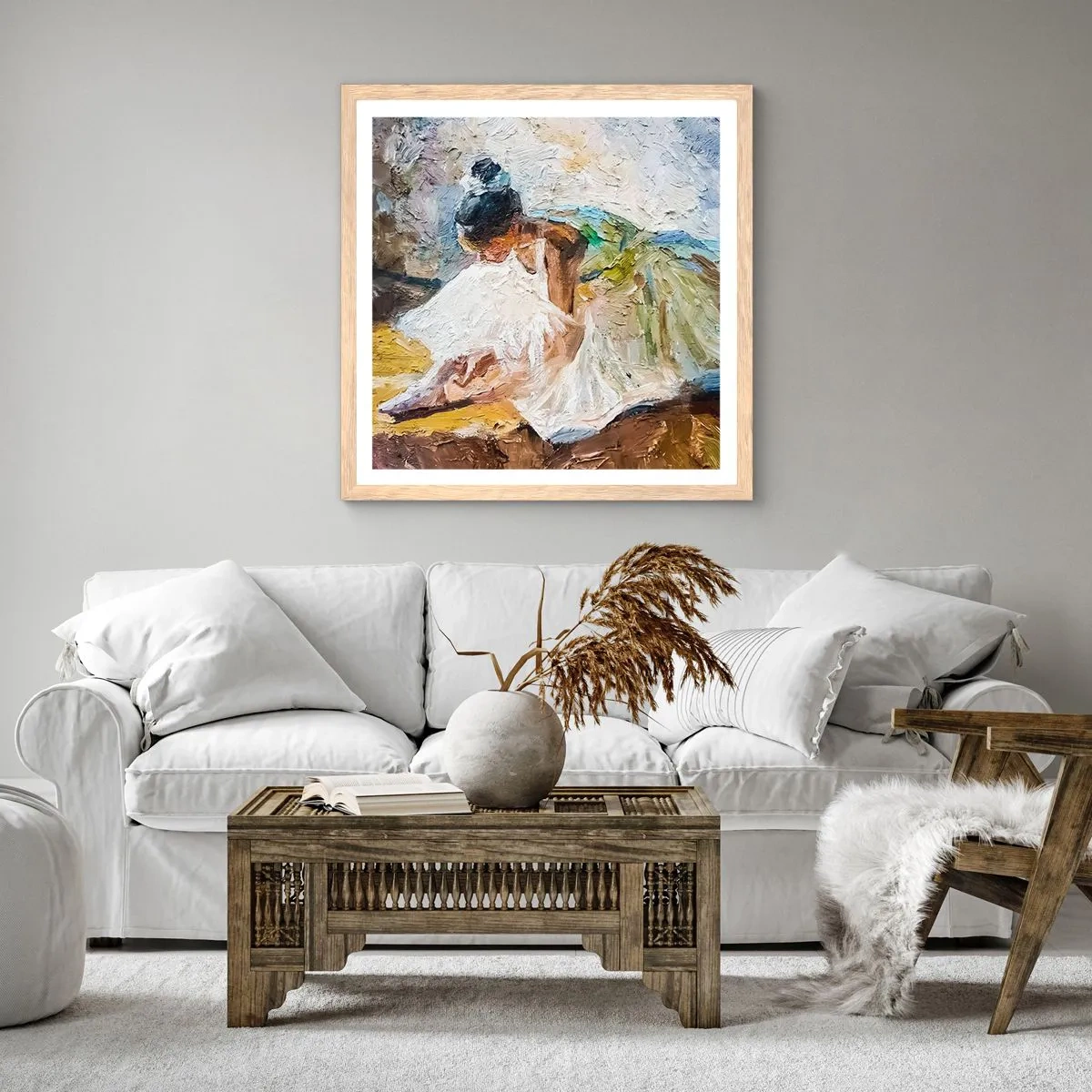 Plakat i ramme af lyst egetræ - Fra et maleri af Degas - 40x40 cm