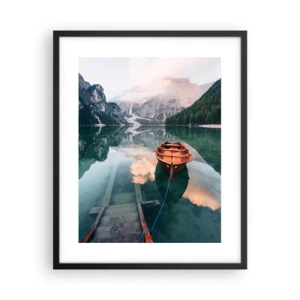 Plakat i sort ramme - Fredfyldt søvn i bjergene - 40x50 cm