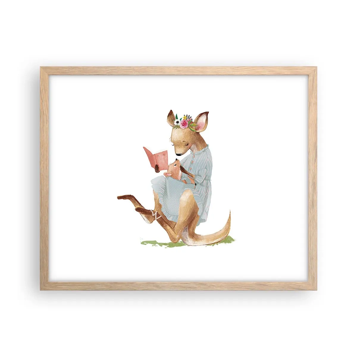 Plakat i ramme af lyst egetræ - Læs for mig, mor - 50x40 cm