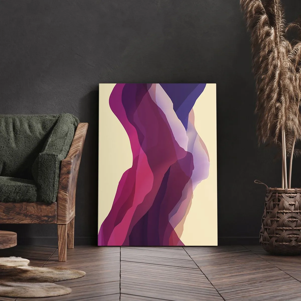 Lærredstryk - Billede på lærred - Bølger i lilla - 50x70 cm
