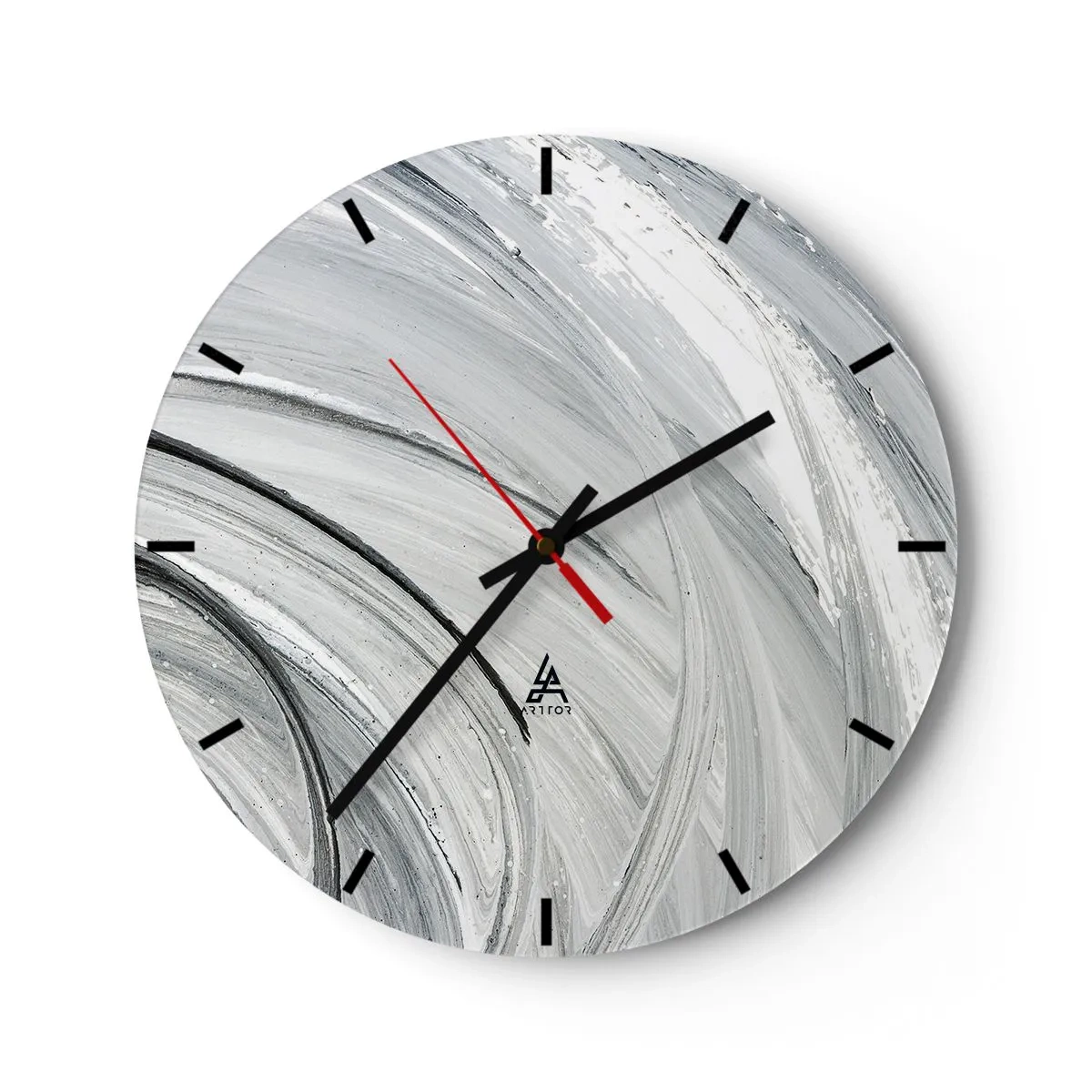 Vægur, Uret - Grå cirkler, der ligner kredsløbets dynamiske bevægelse - 30x30cm - Orbital komposition - Moderne vægdekoration til stue, køkken og soveværelse ARTTOR