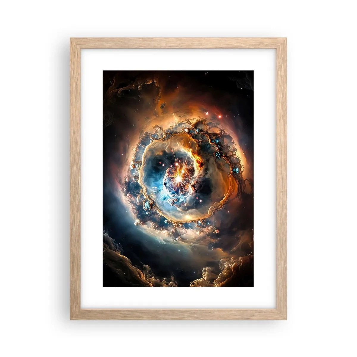 Plakat i ramme af lyst egetræ - Begyndelse - 30x40 cm