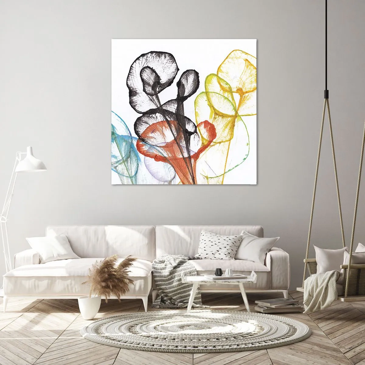 Lærredstryk - Billede på lærred - Blomster med sjæl - 40x40 cm