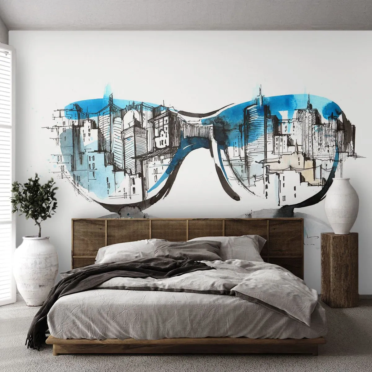 Fototapet Standard Eco - Storbyens elegance - Abstraktion, Briller, Arkitektur - 200x140 cm