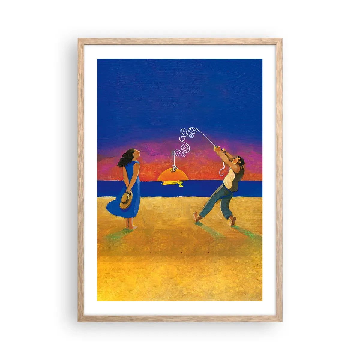 Plakat i ramme af lyst egetræ - Mere end en stjerne fra himlen - 50x70 cm