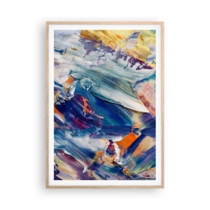 Plakat i ramme af lyst egetræ - Forvirring af farver - 70x100 cm