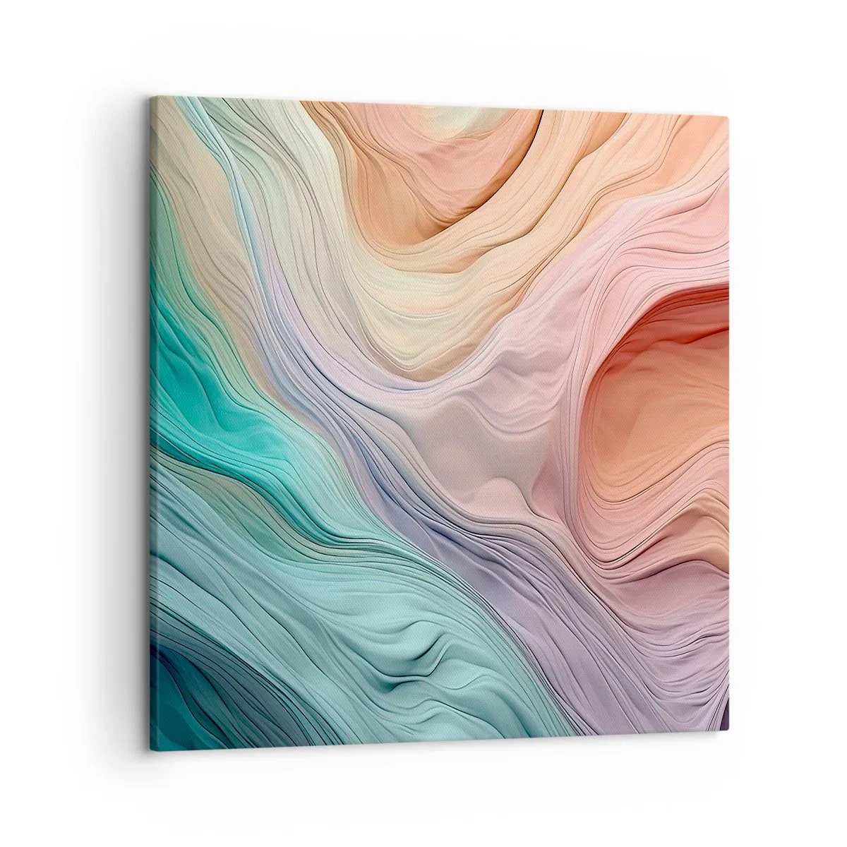 Lærredstryk - Billede på lærred - Regnbuebølge - 50x50 cm