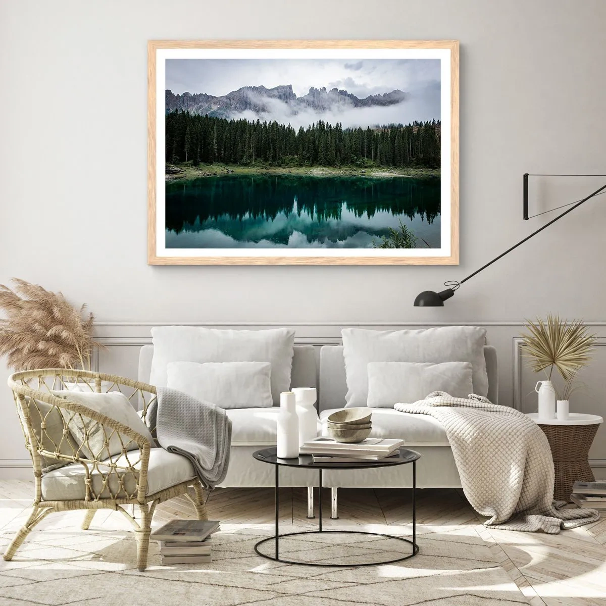 Plakat i ramme af lyst egetræ - Hys, tys, lad os ikke vække sovevandet... - 70x50 cm