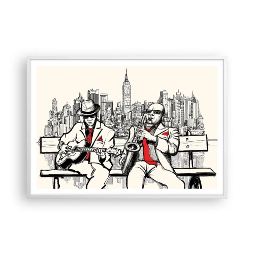 Plakat i hvid ramme - New York improvisation - 100x70 cm