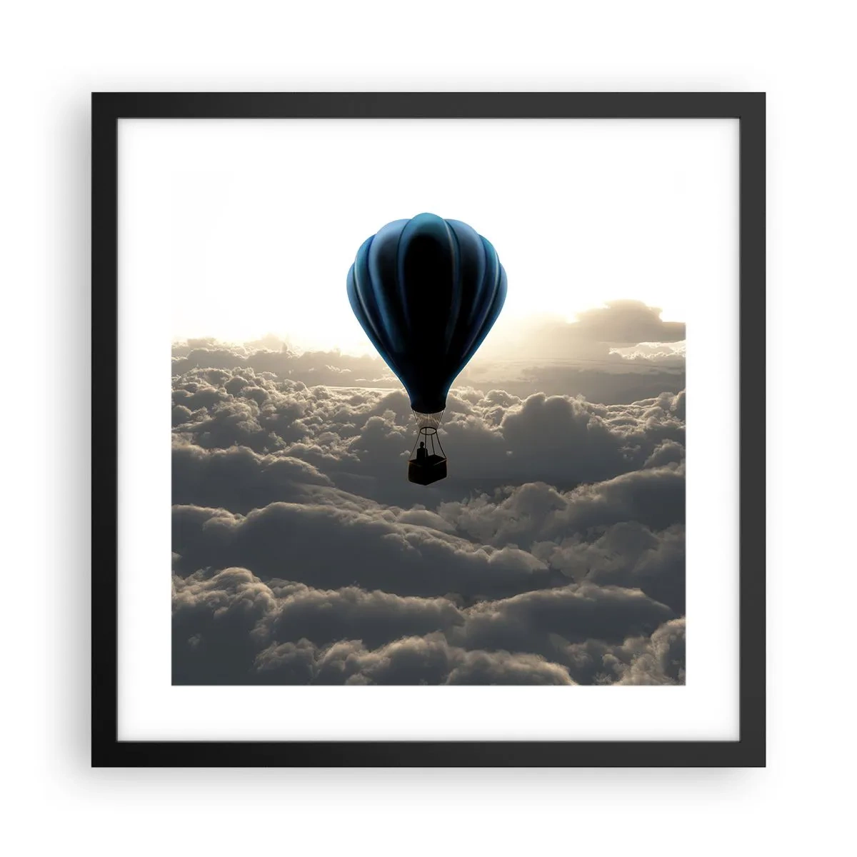 Plakat i sort ramme - Vandringsmand over skyerne - 40x40 cm