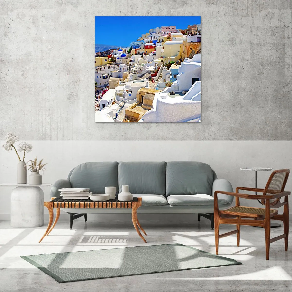 Billede på glas - Drømme om en græsk sommer - 60x60 cm