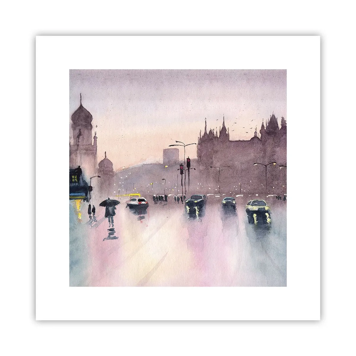 Plakat - I en regnfuld tåge - 30x30 cm