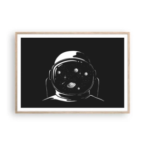 Plakat i ramme af lyst egetræ - Flot udsigt - 100x70 cm