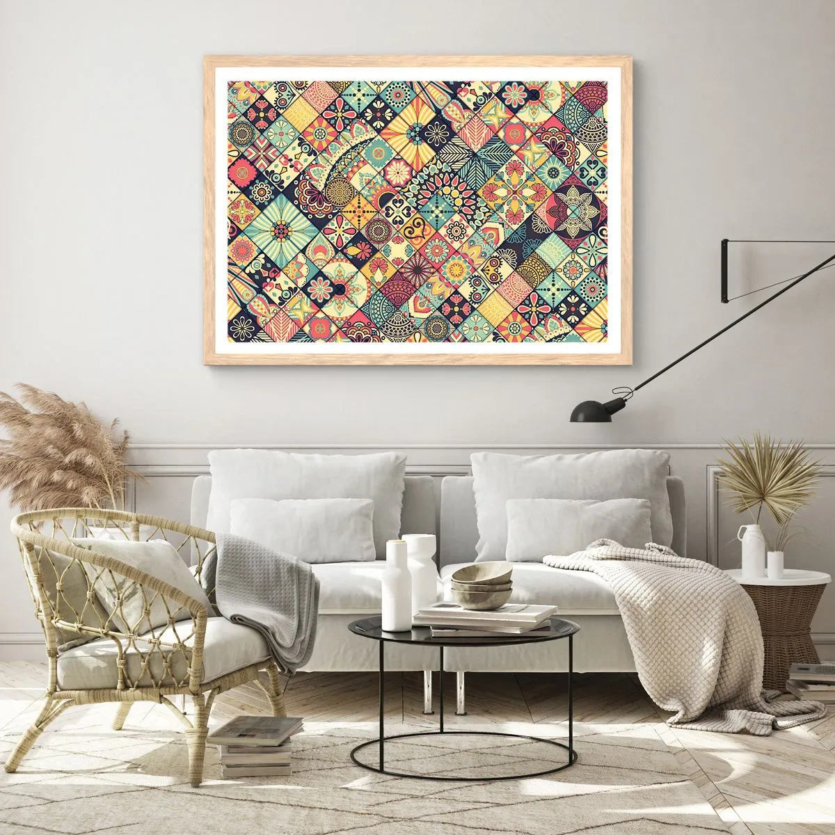 Plakat i ramme af lyst egetræ - Marokkansk stemning - 100x70 cm