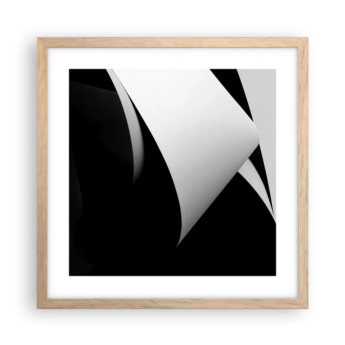 Plakat i ramme af lyst egetræ - Lysflader fra skyggernes dybder - 40x40 cm