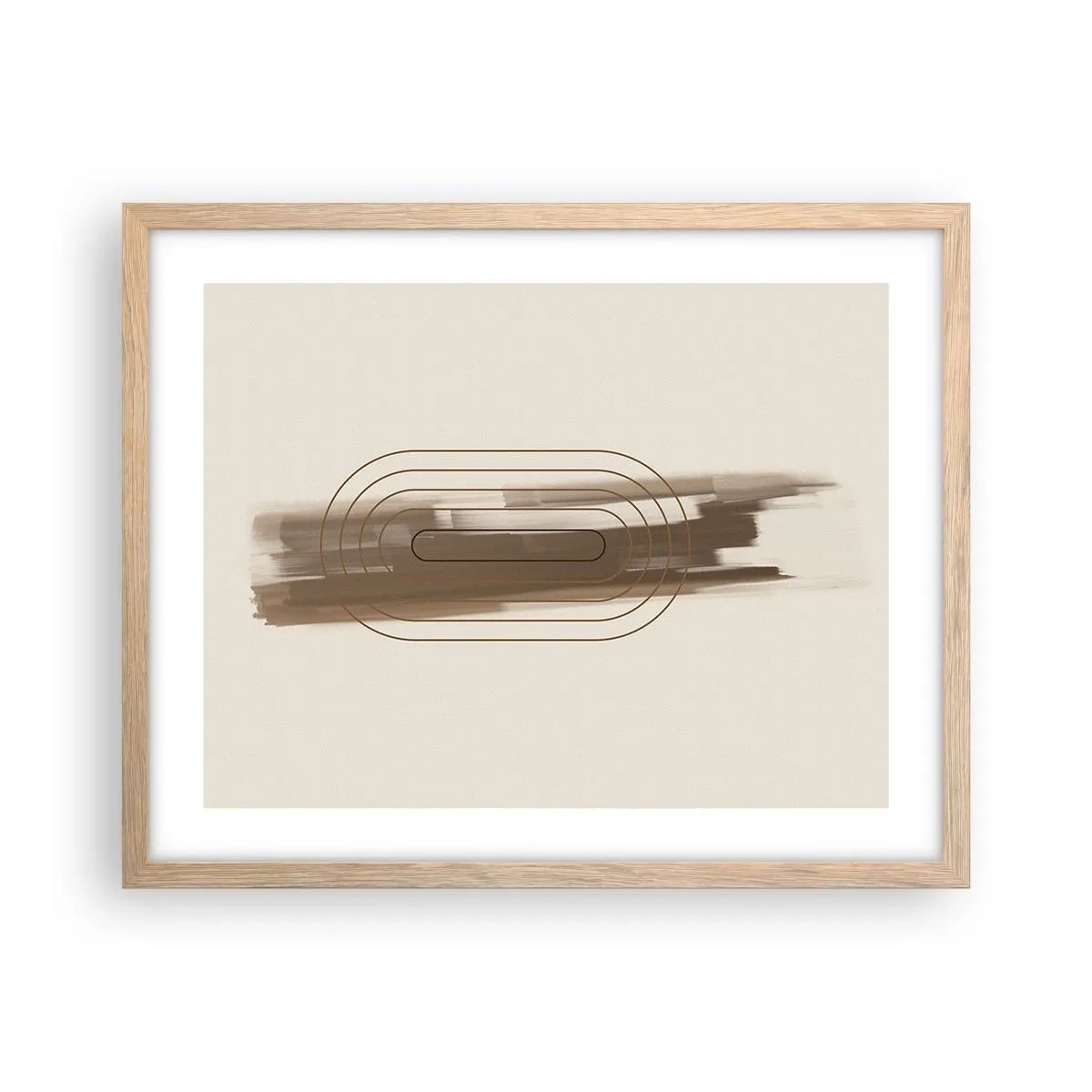 Plakat i ramme af lyst egetræ - Et pust af gråvejr - 50x40 cm