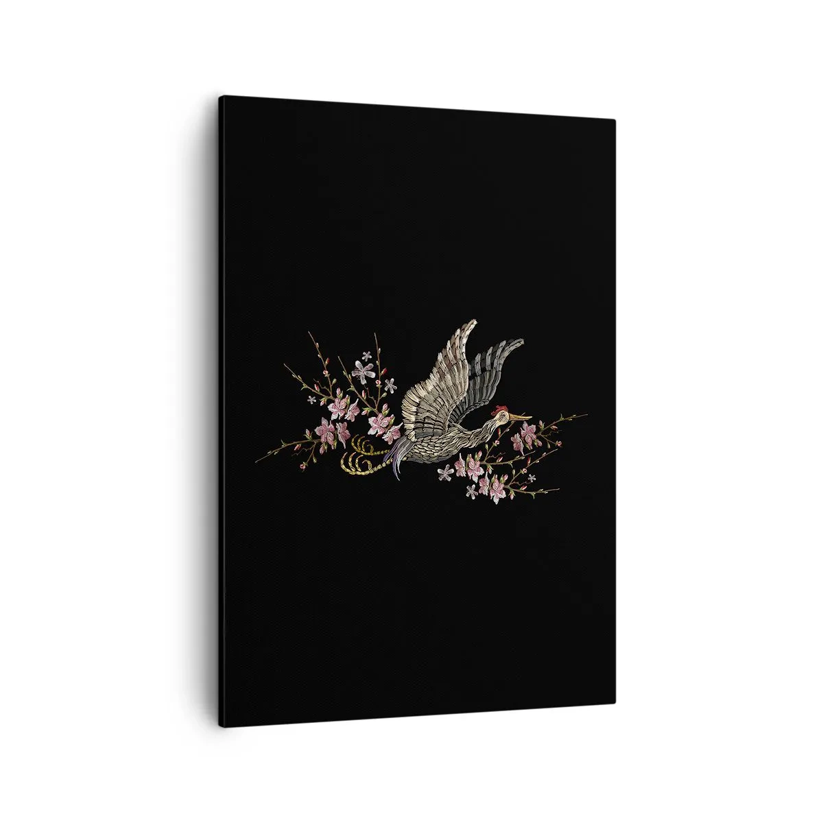 Lærredstryk - Billede på lærred - Eksotisk broderet fugl - 50x70 cm