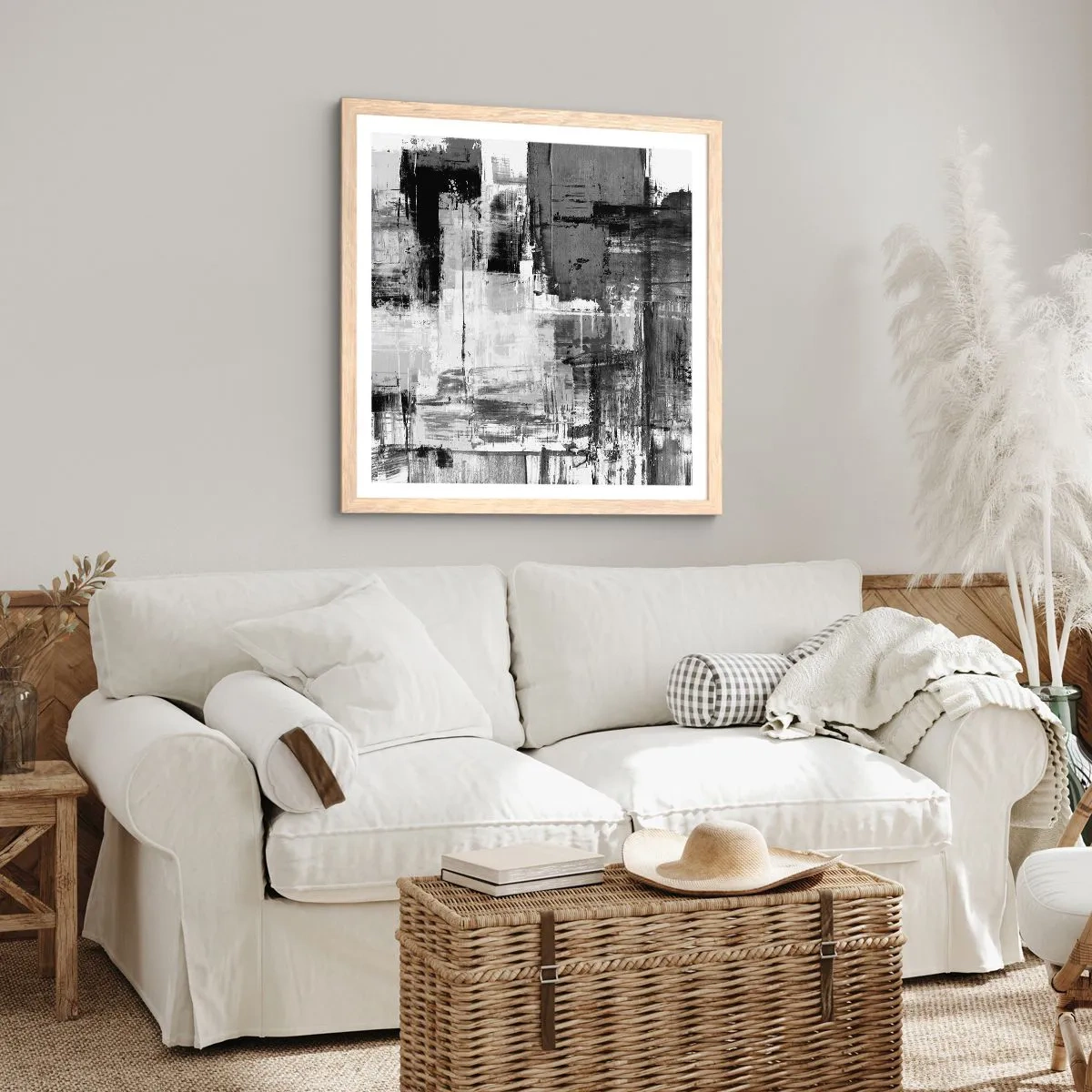 Plakat i ramme af lyst egetræ - Gråt er smukt - 60x60 cm