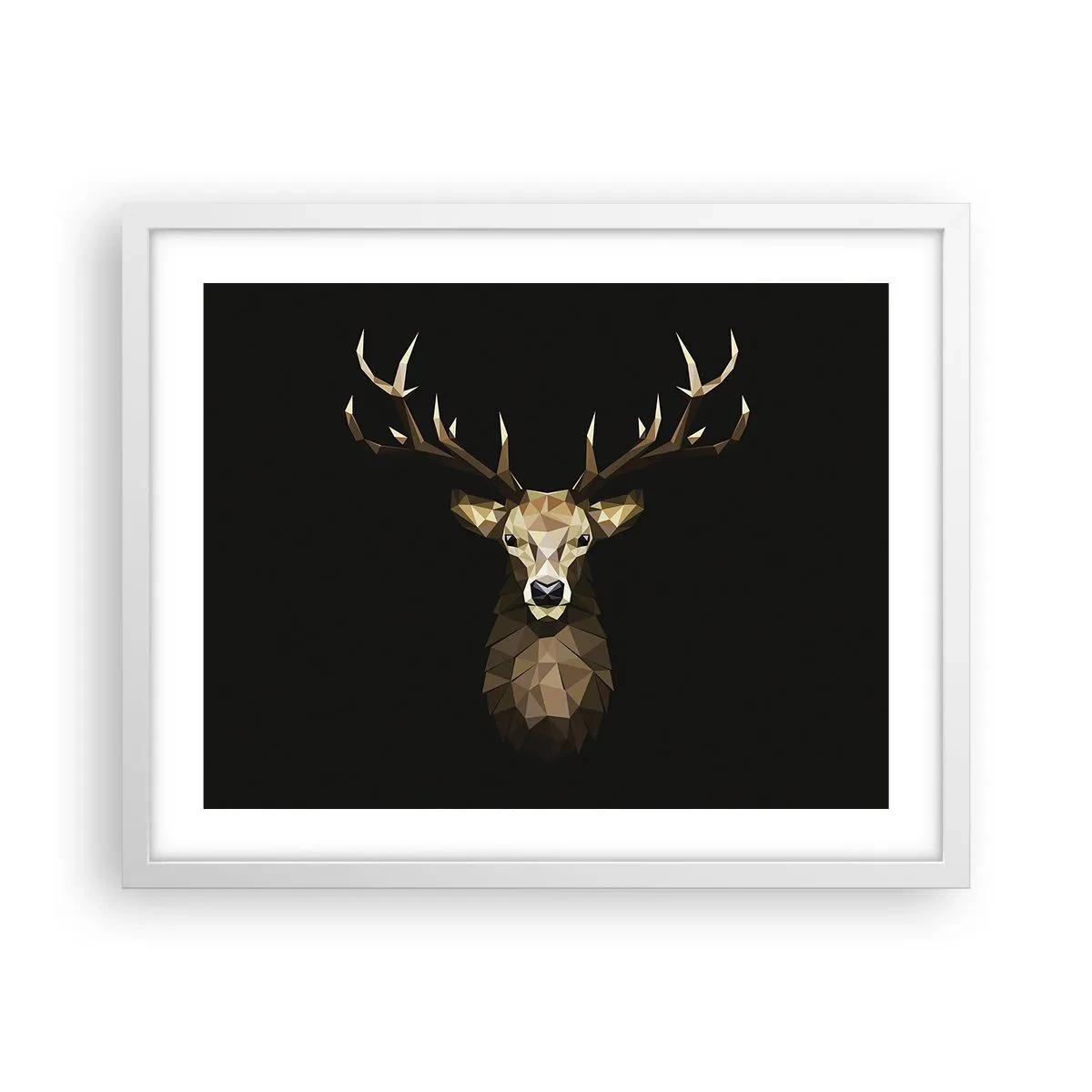 Plakat i hvid ramme - Kubistisk hjort - 50x40 cm