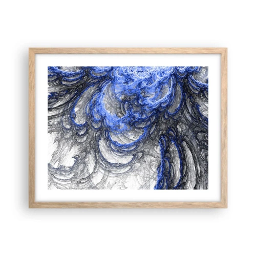 Plakat i ramme af lyst egetræ - En bølges fødsel - 50x40 cm