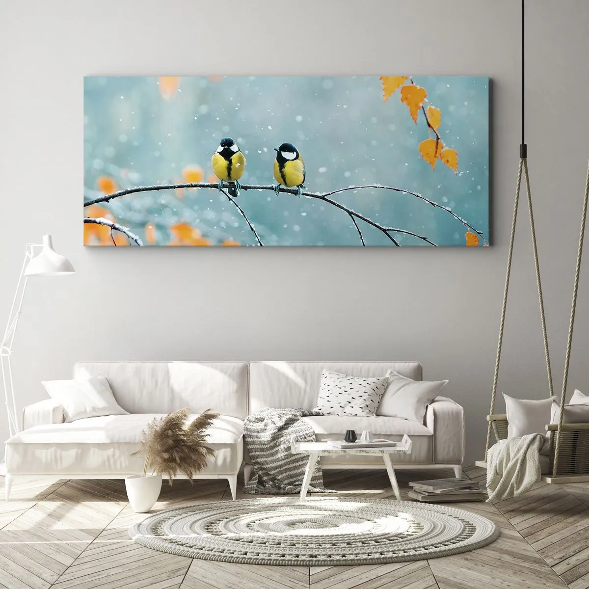 Lærredstryk - Billede på lærred - Sladder om fugle - 140x50 cm