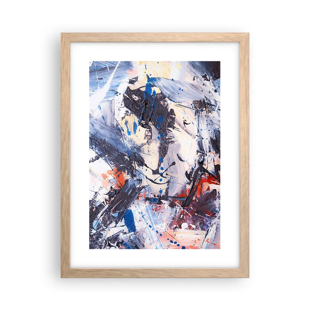 Plakat i ramme af lyst egetræ - Abstraktionens vanvittige dans - 30x40 cm