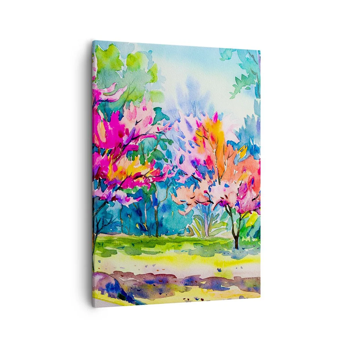 Lærredstryk - Billede på lærred - Regnbuehaven i forårets pragt - 50x70 cm