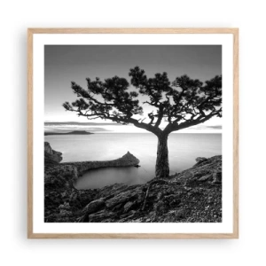 Plakat i ramme af lyst egetræ - Fred hele vejen til horisonten - 60x60 cm