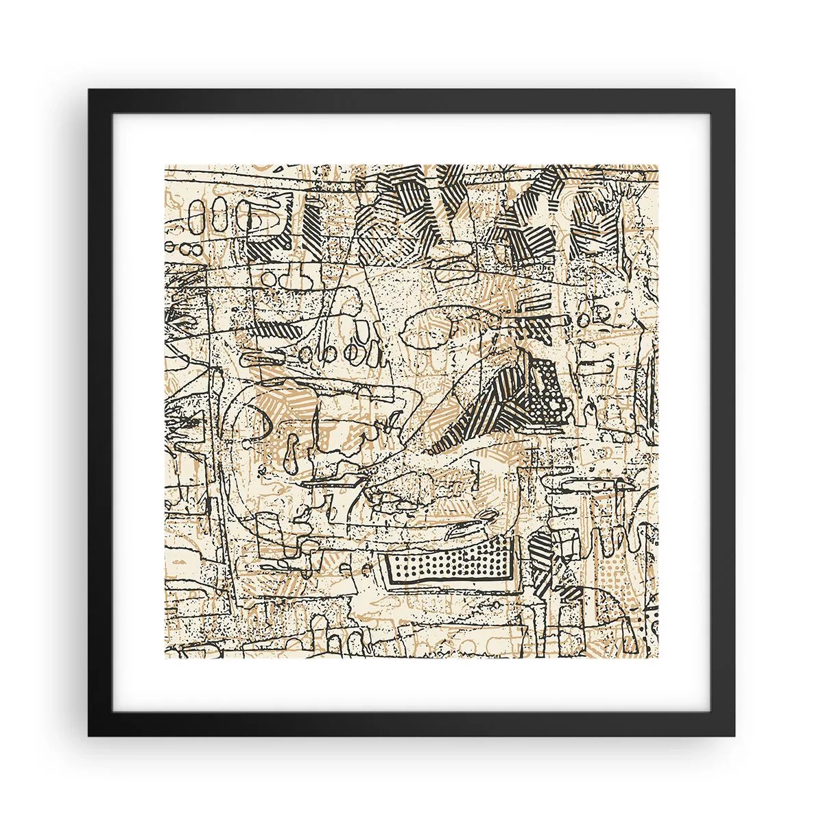 Plakat i sort ramme - Venter på at blive afkodet - 40x40 cm