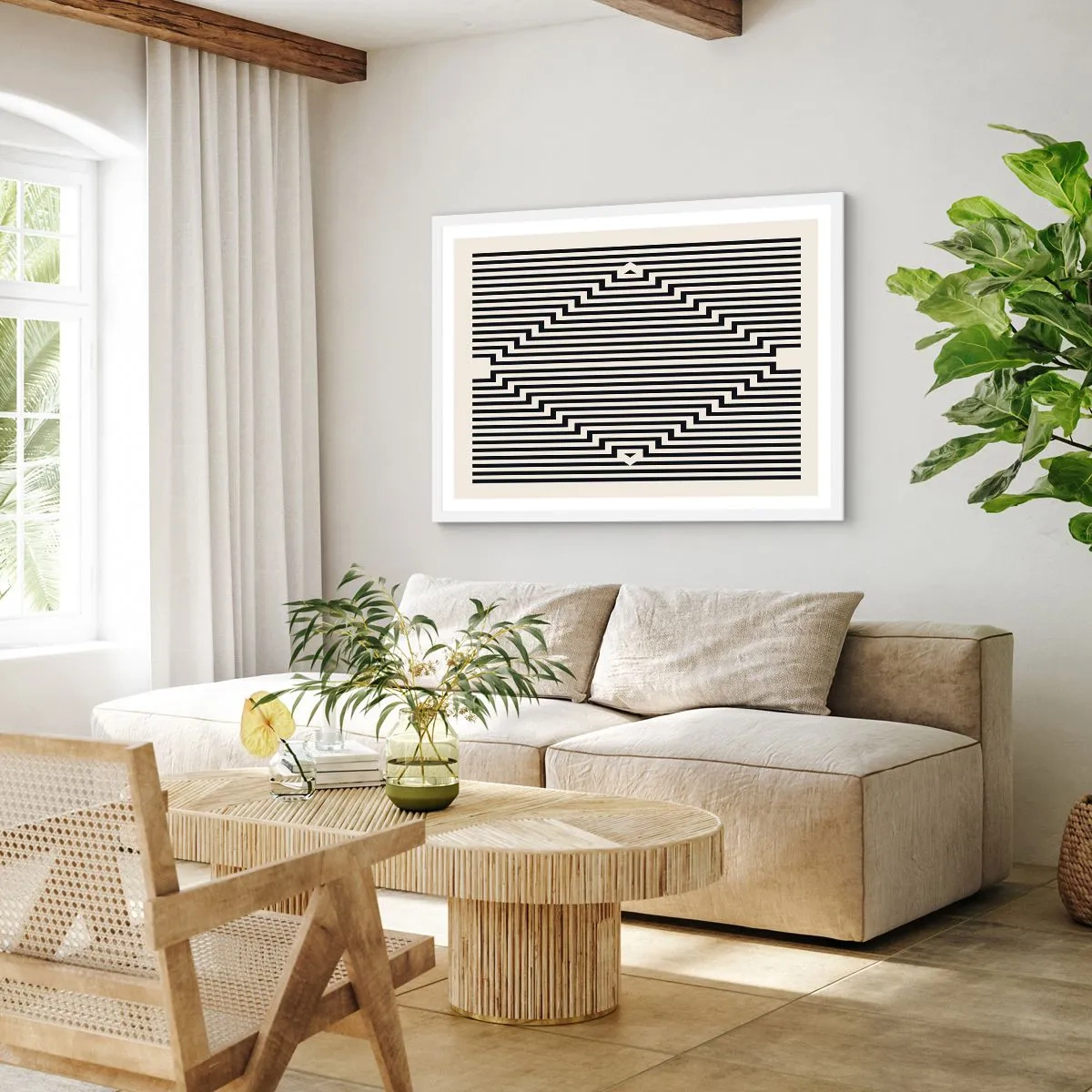 Plakat i hvid ramme - Geometrisk illusion - 70x50 cm