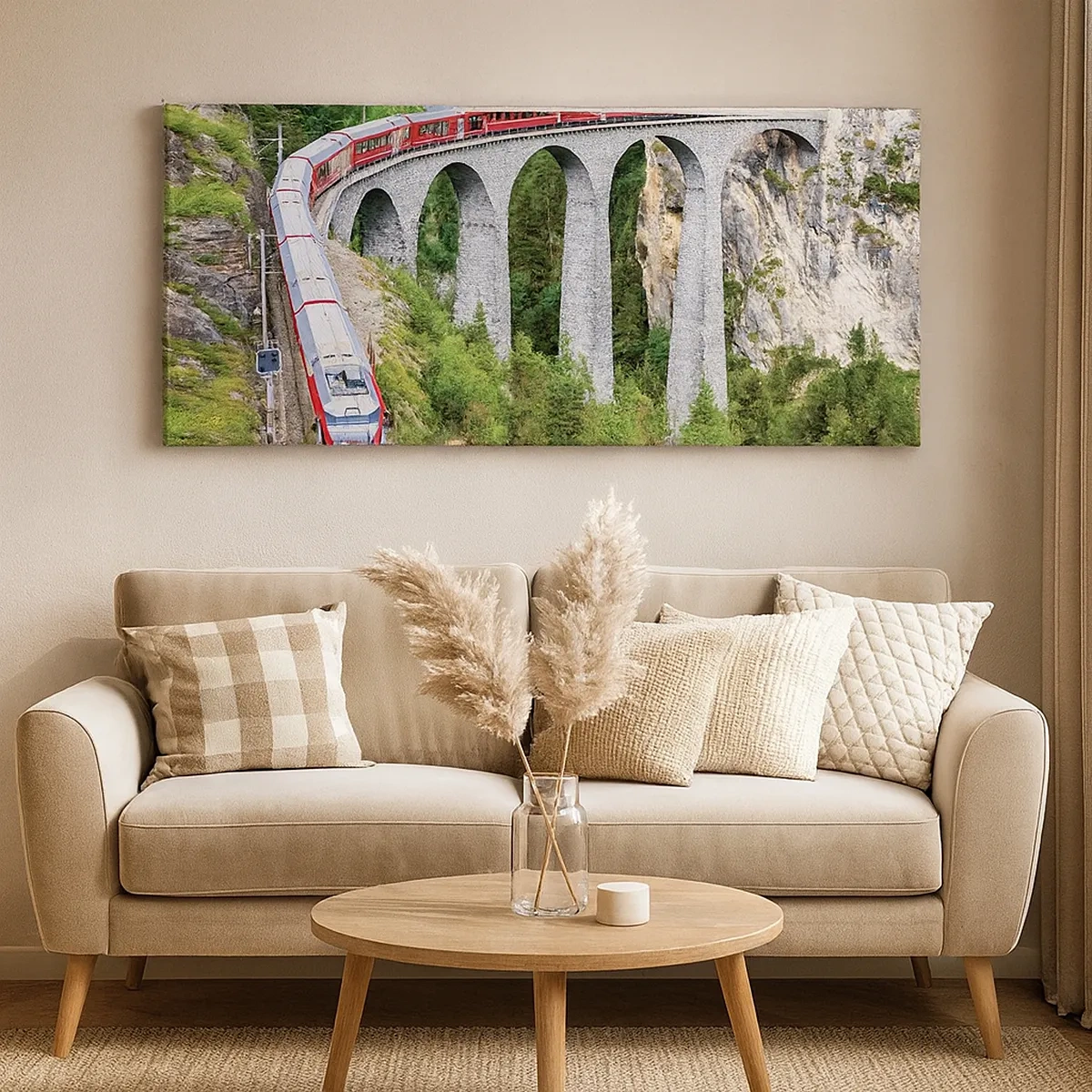 Lærredstryk - Billede på lærred - Udsigt over bjergene til gengæld - 30x30 cm