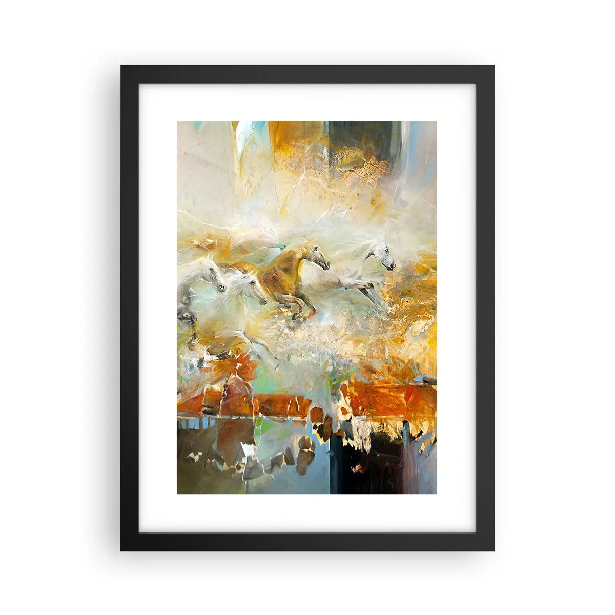 Plakat i sort ramme - Galopperer gennem lyset - 30x40 cm
