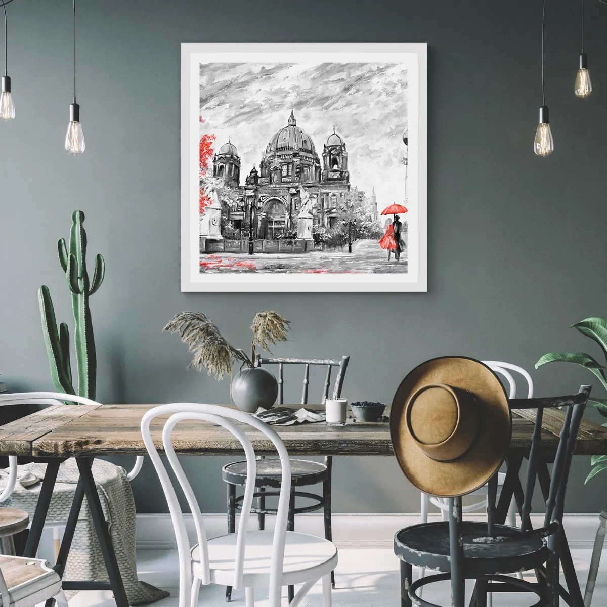 Plakat i hvid ramme - Møde i Berlin - 60x60 cm